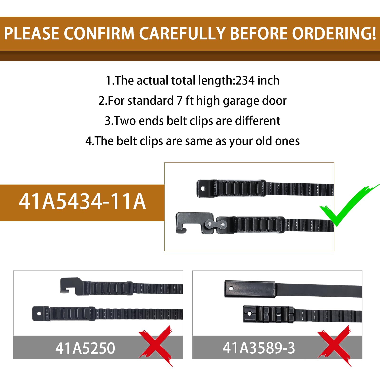 41A5434-11A belt compatible with select Chamberlain LiftMaster Whisper openers