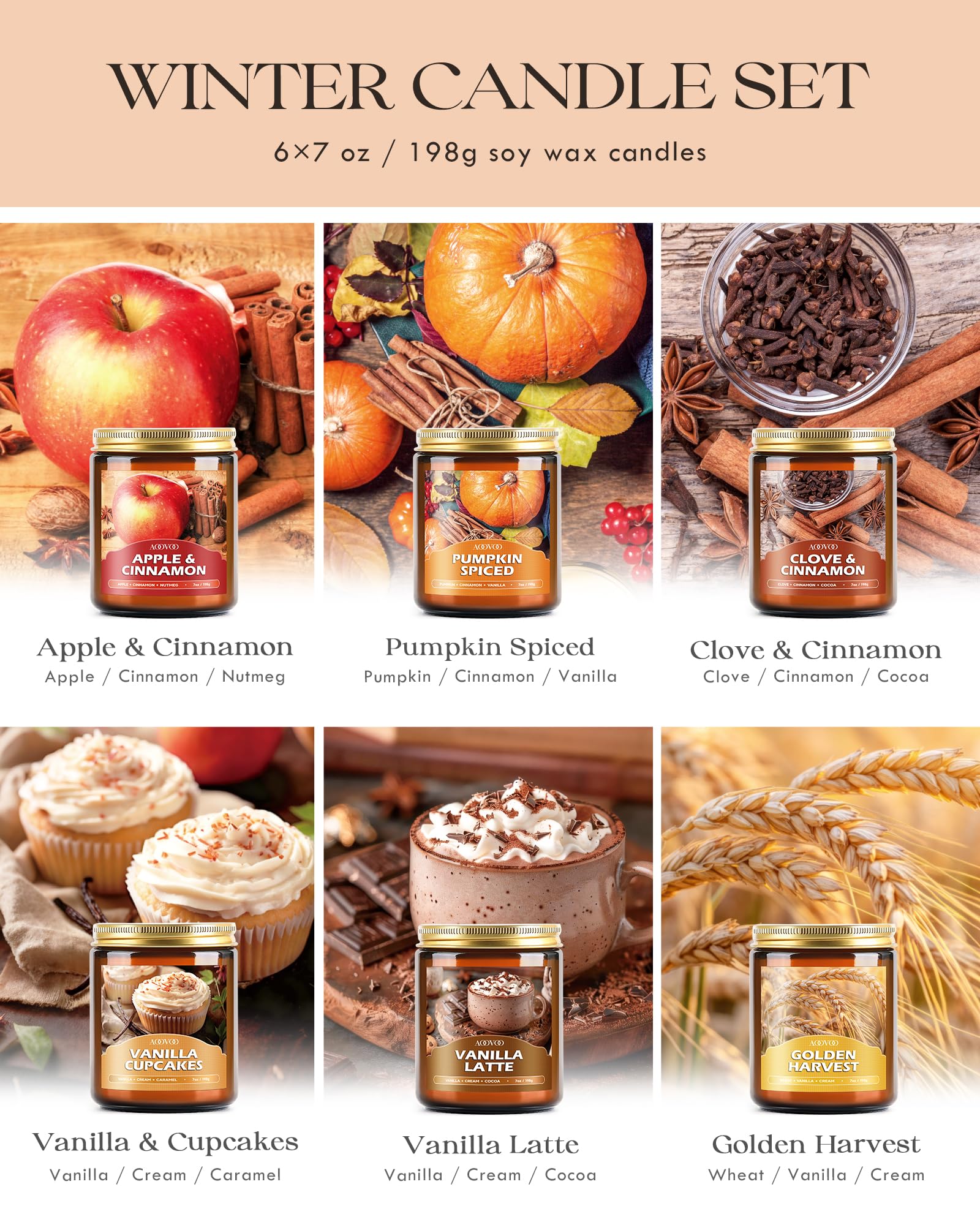 Pumpkin Spice fragrance candle AOOVOO set