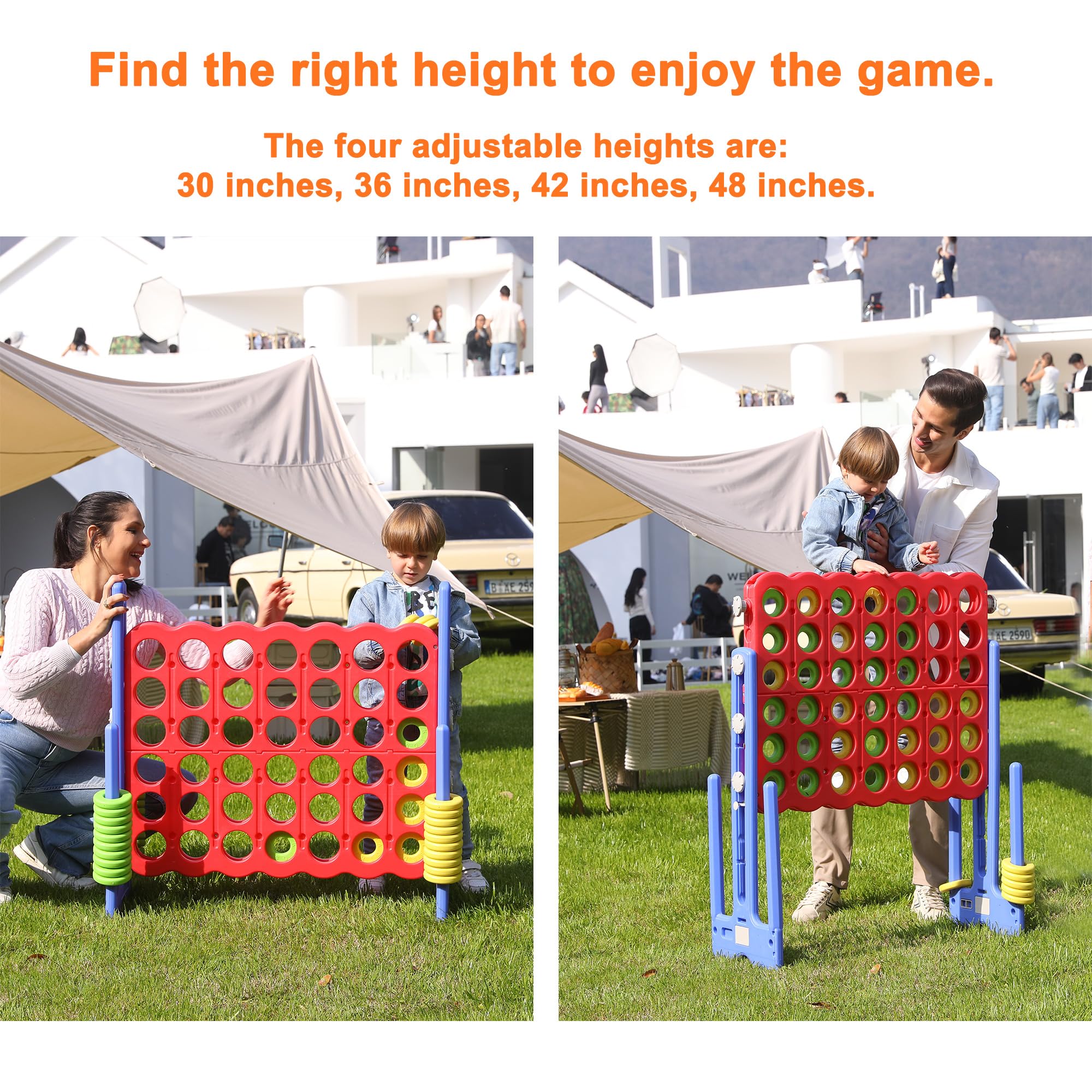 Round plastic edges for safety in giant connect four game