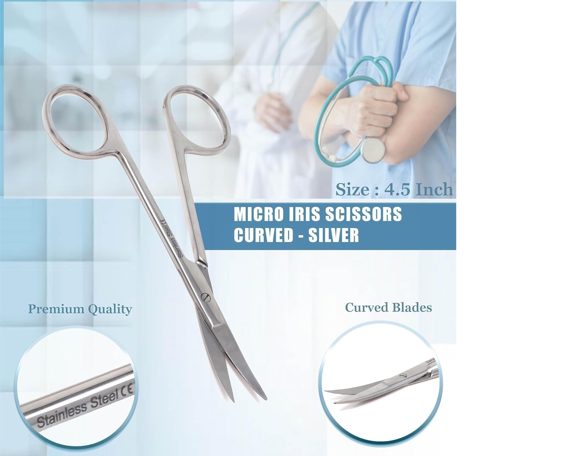 Autoclavable iris surgical scissors suitable for medical use