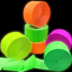 420feet blacklight party streamer decorations colors green orange yellow pink