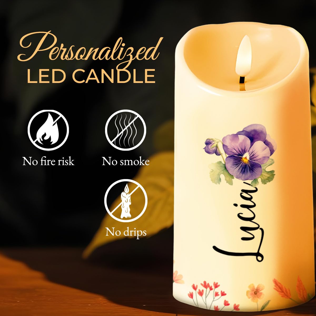 Durable plastic LED candle with 3 AAA battery compartment