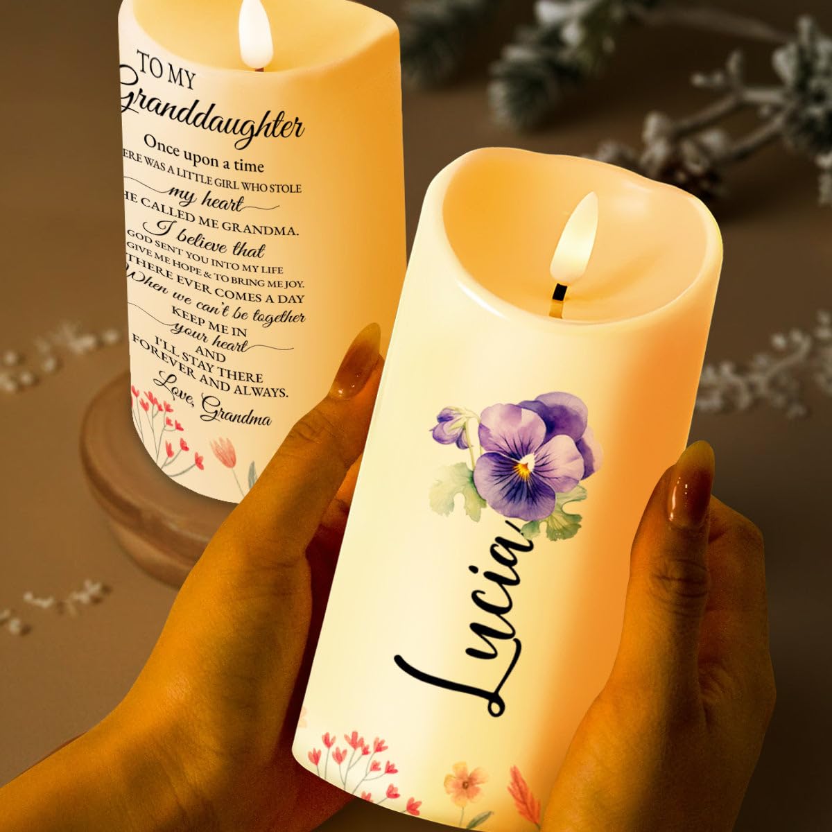 Personalized candle for granddaughter by 43Lotus