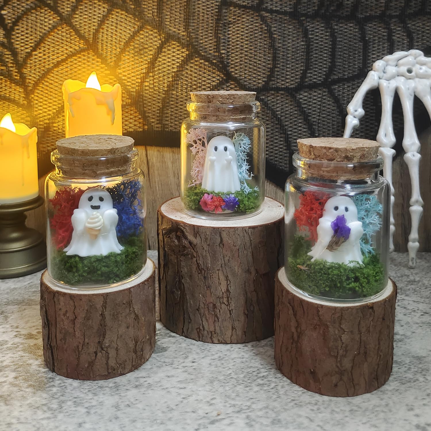 Unique indoor Halloween decor ghost figurine jar
