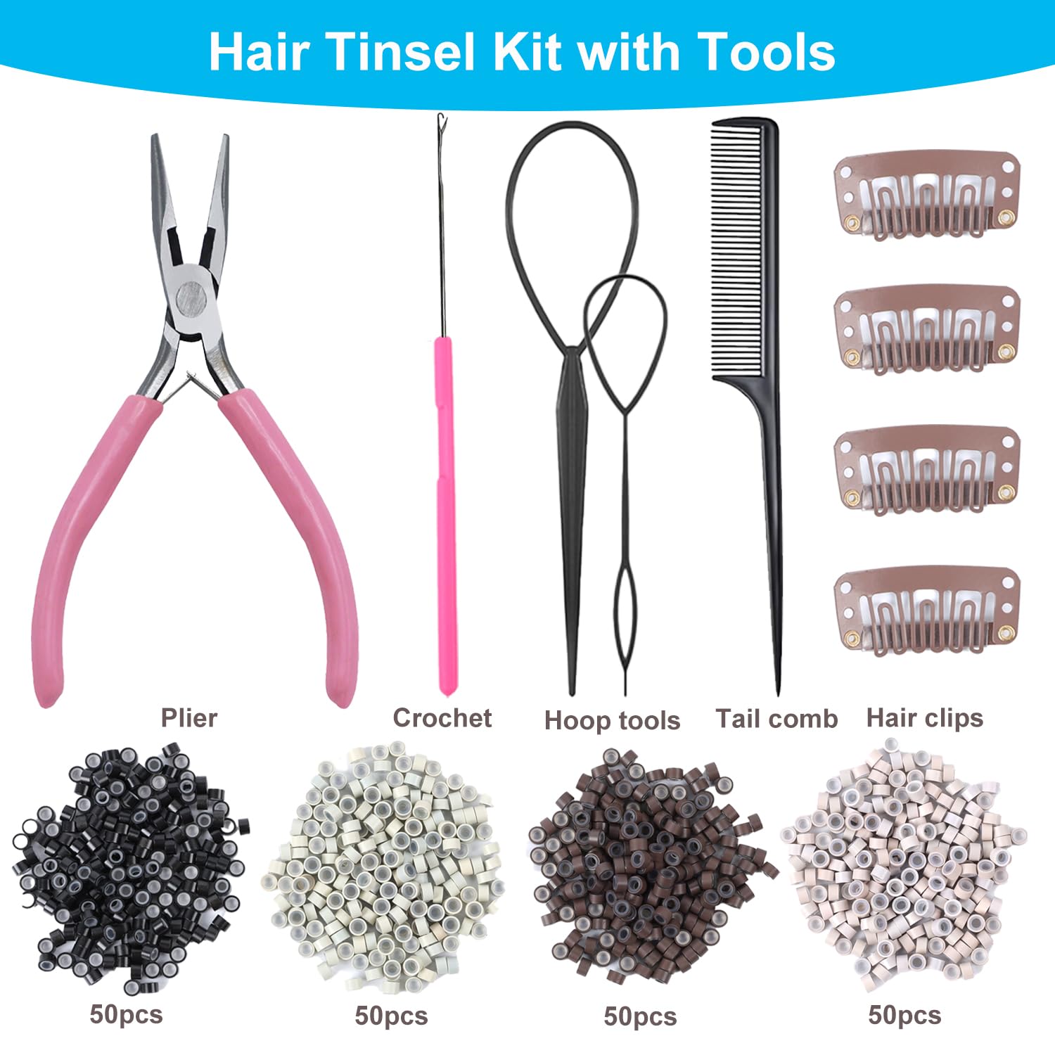 Heat resistant glitter tinsel extensions for hair