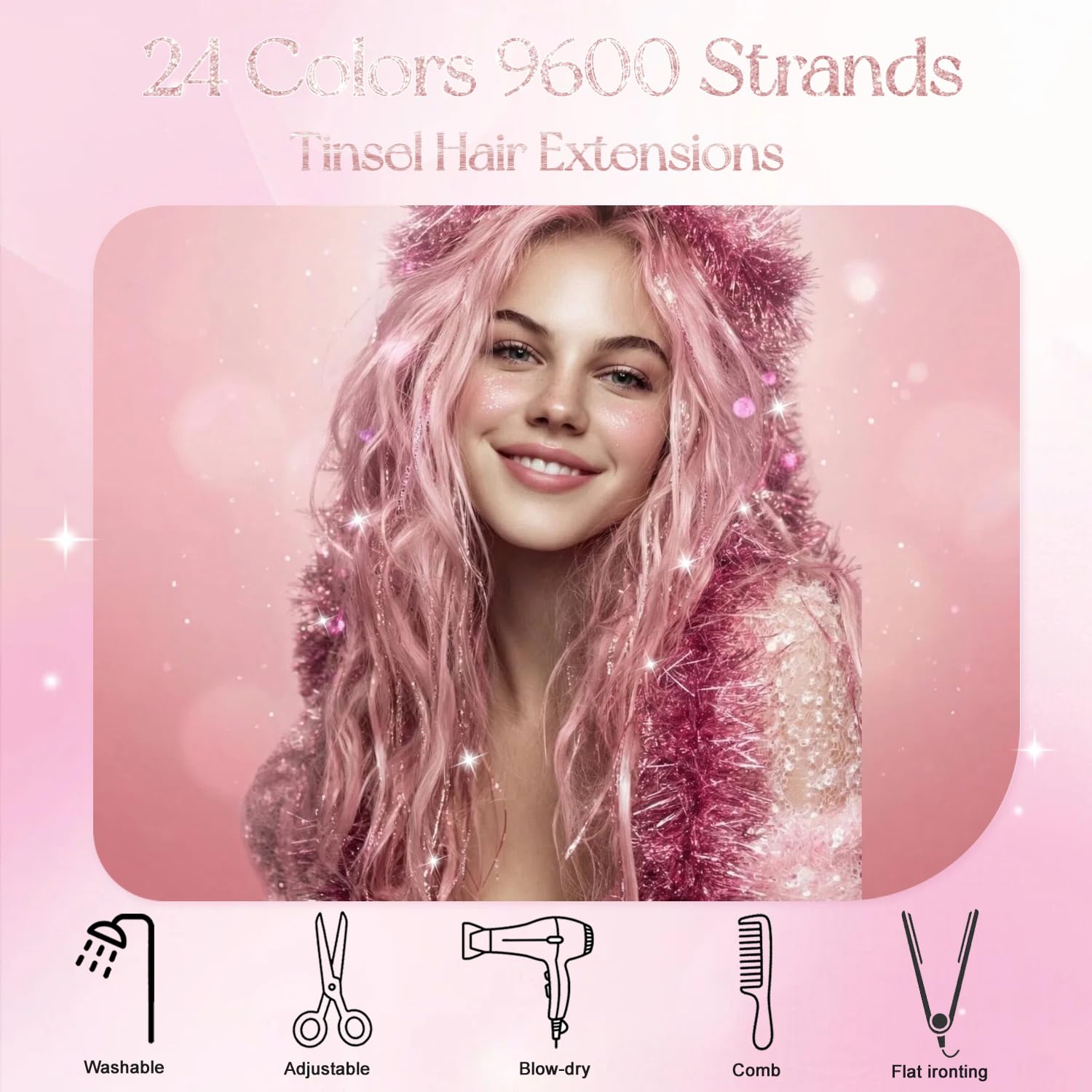 heat resistant glitter hair tinsel kit