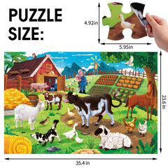 Farm animal jigsaw puzzle for kids ages 3-8 large size