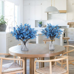 49 cm stems with 5 large forks and about 96 small silk flowers