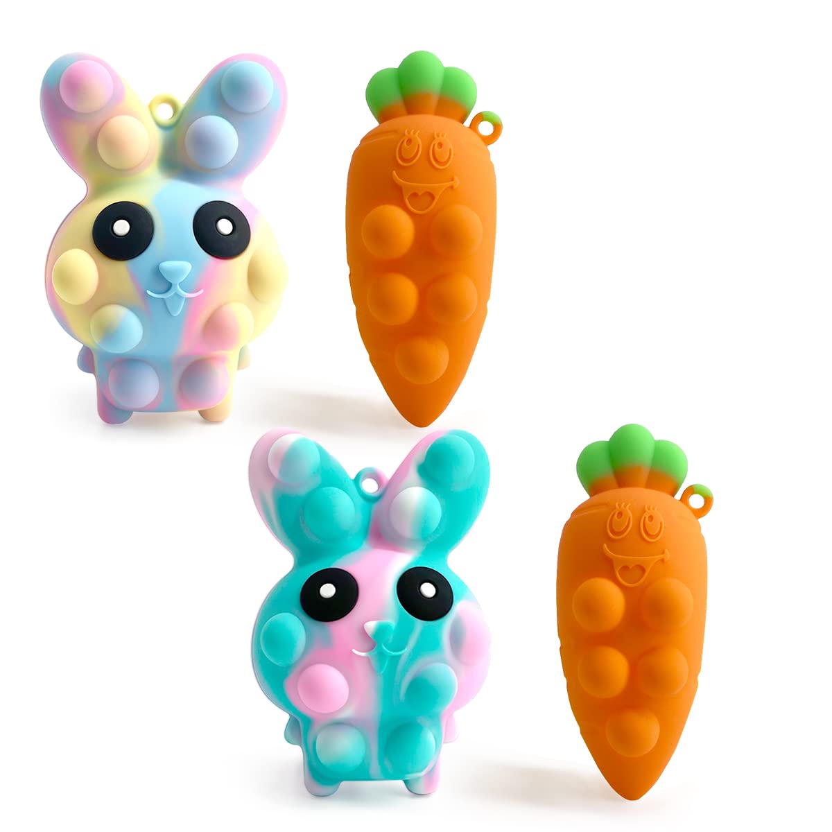 4pcs Easter Pop Stress Balls bunny stress relief toy front view silicone