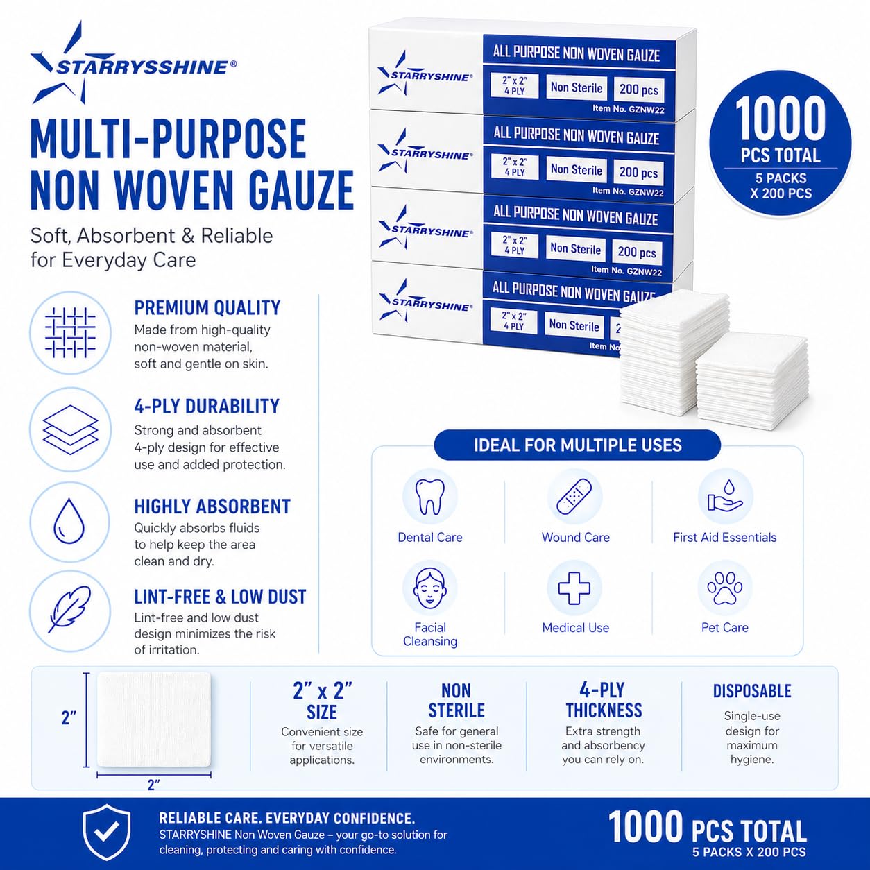 4-ply medical gauze pads absorbent for dental procedures image