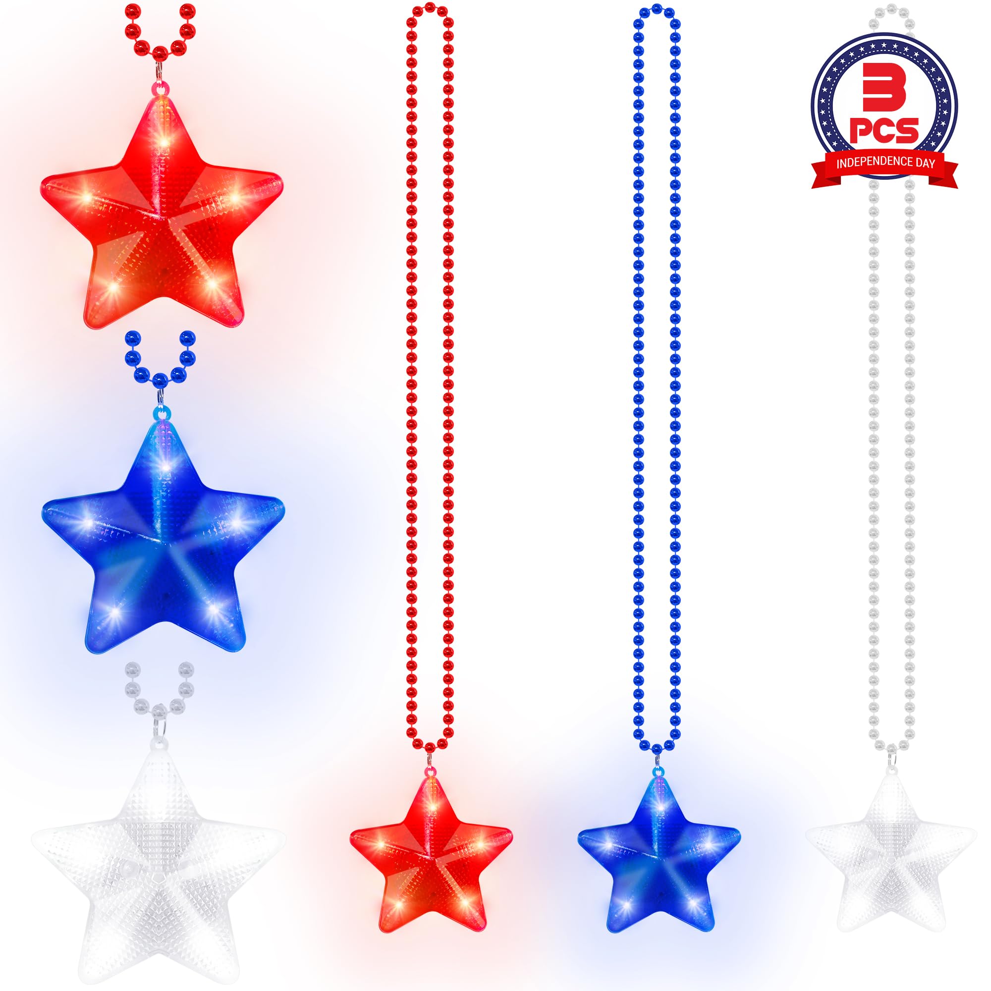4th of July accessories glow necklace set of 3pcs