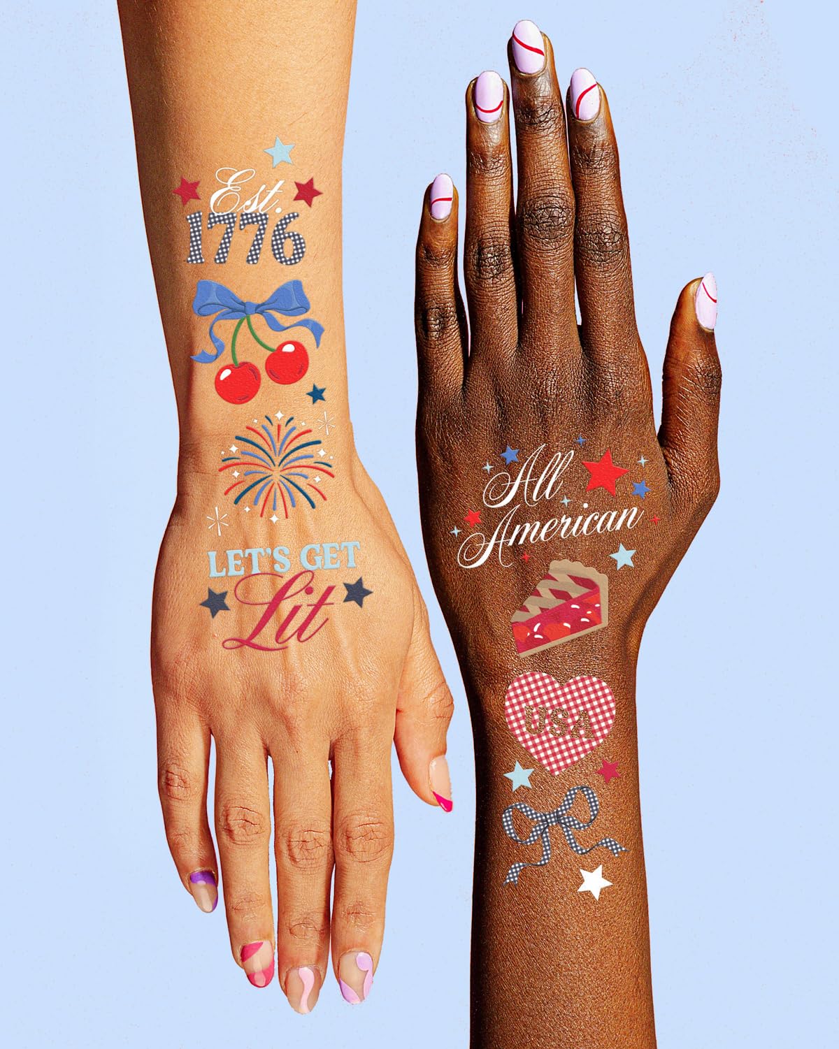 4th of July themed tattoos ready for party use