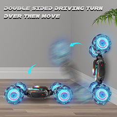 RC stunt car performing 360-degree rotation