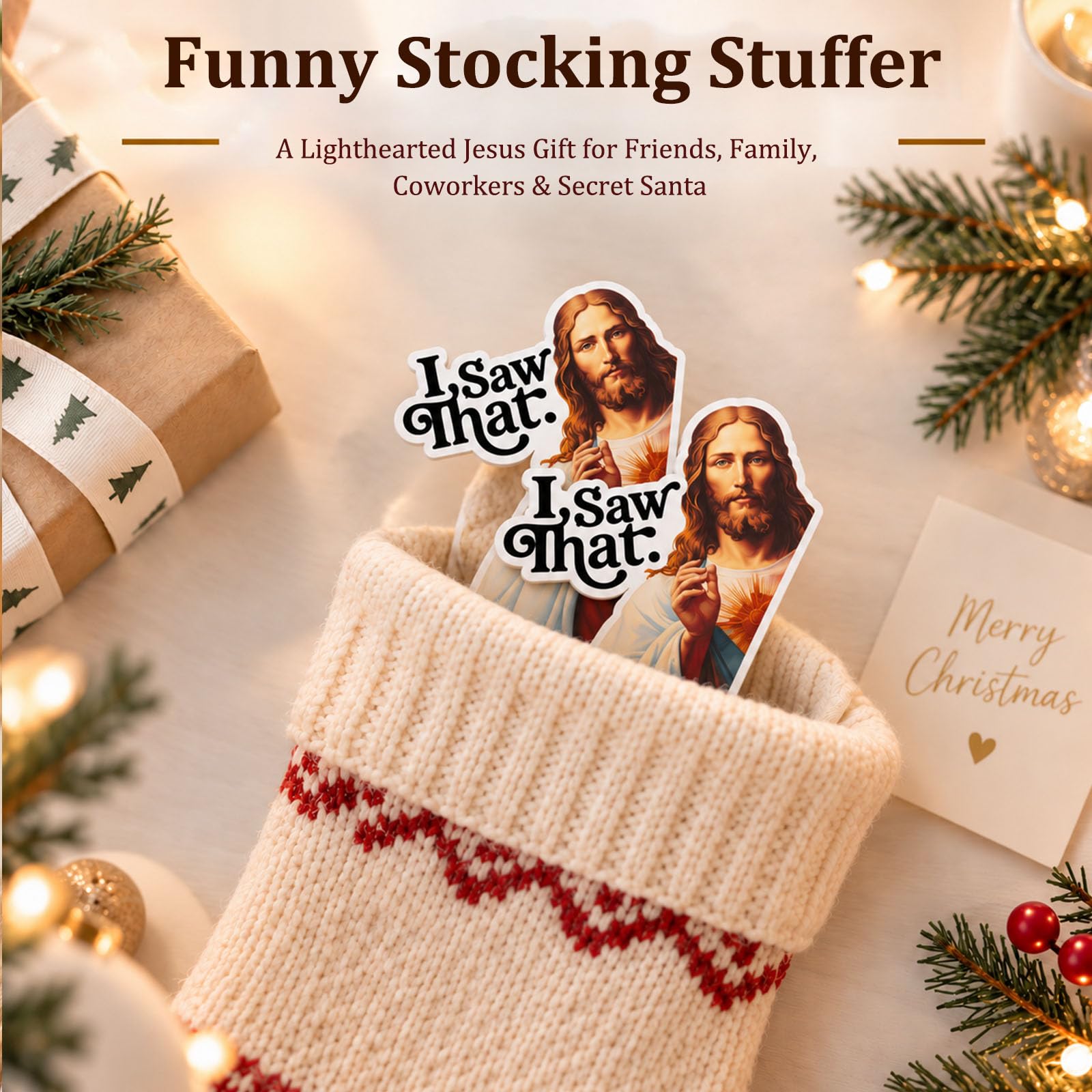 I Saw That Jesus magnets two pack in use
