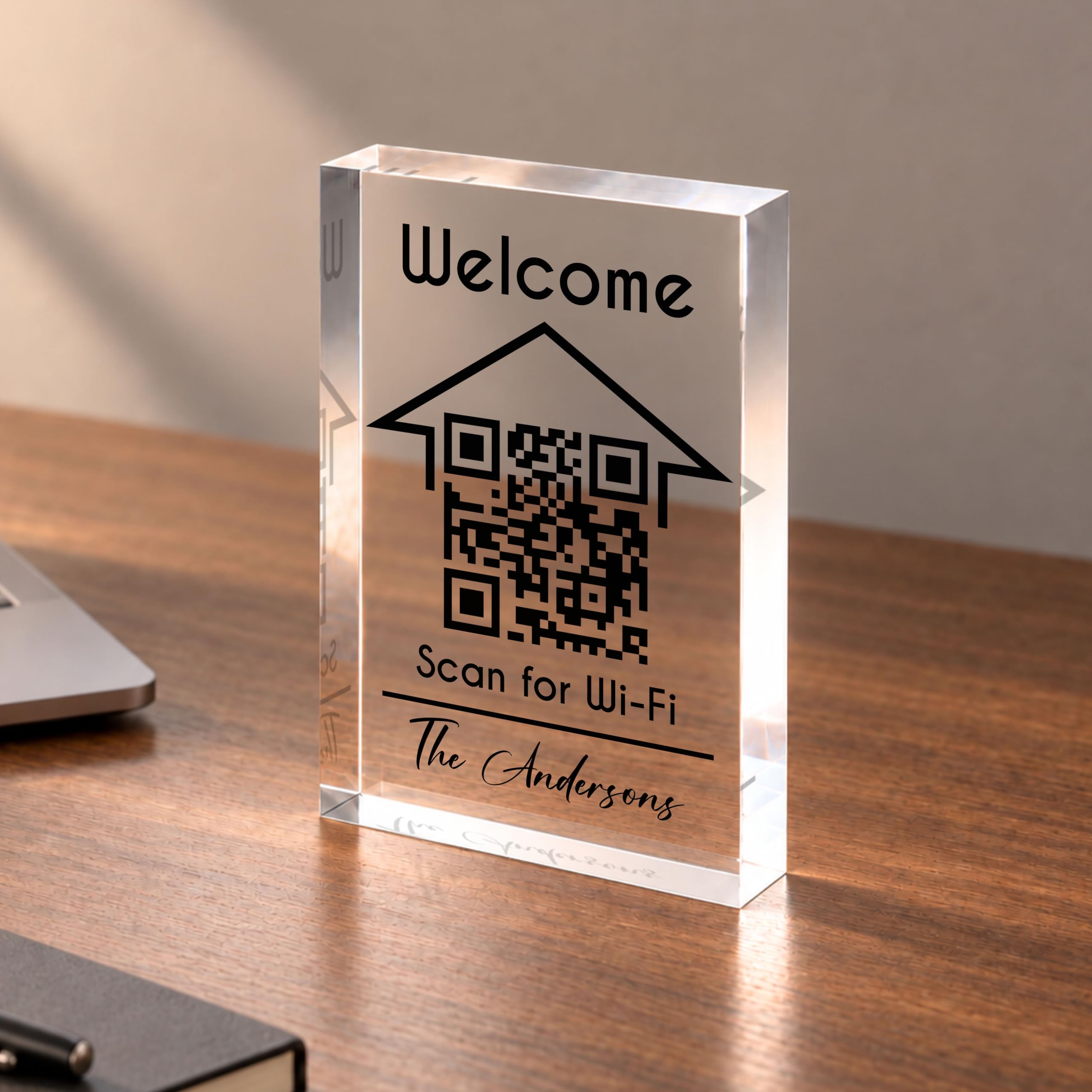 4x6 inch clear acrylic wifi sign for guest access