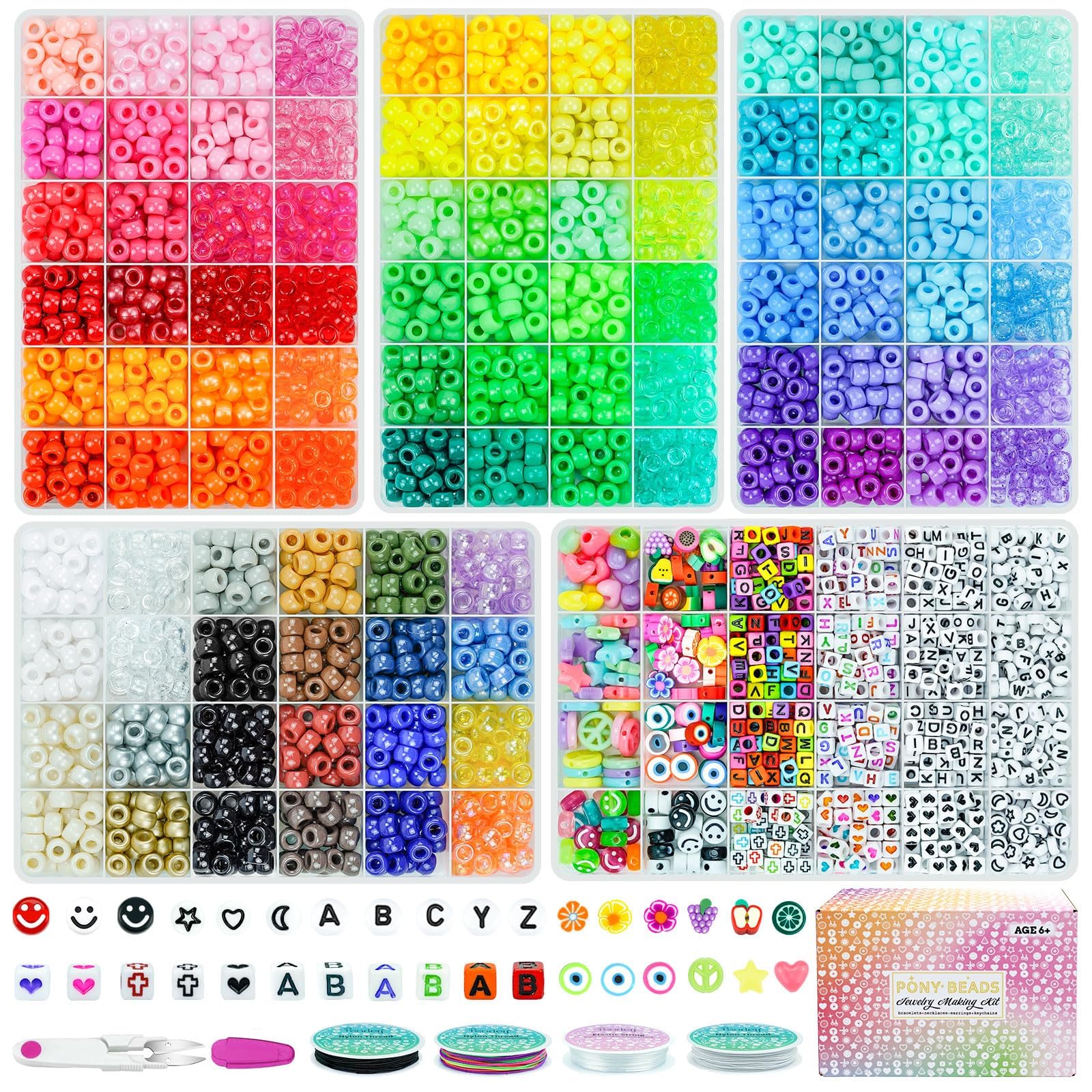 5 boxes bracelet making kit pony beads with 96 colors