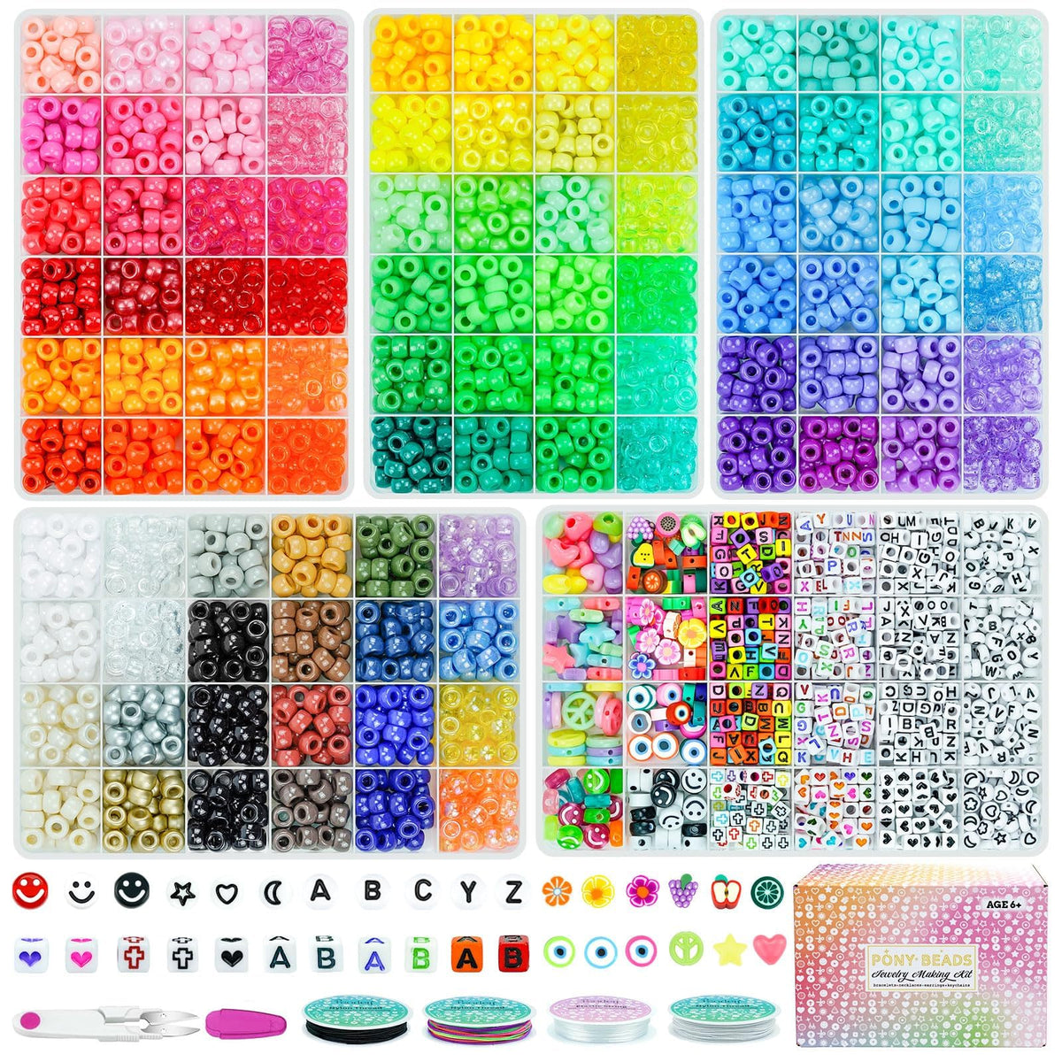 5 boxes bracelet making kit pony beads with 96 colors
