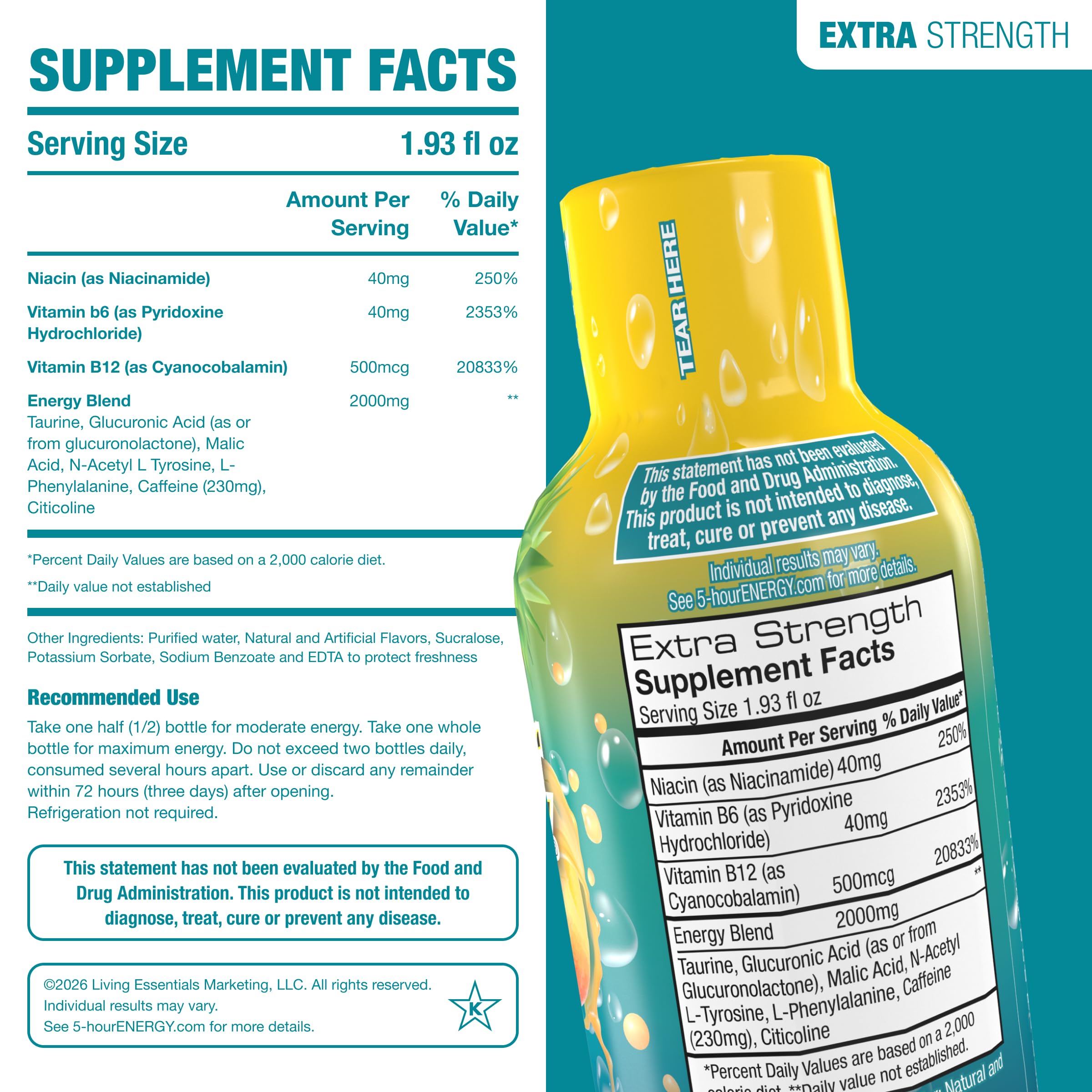 Zero sugar caffeine shot for quick energy