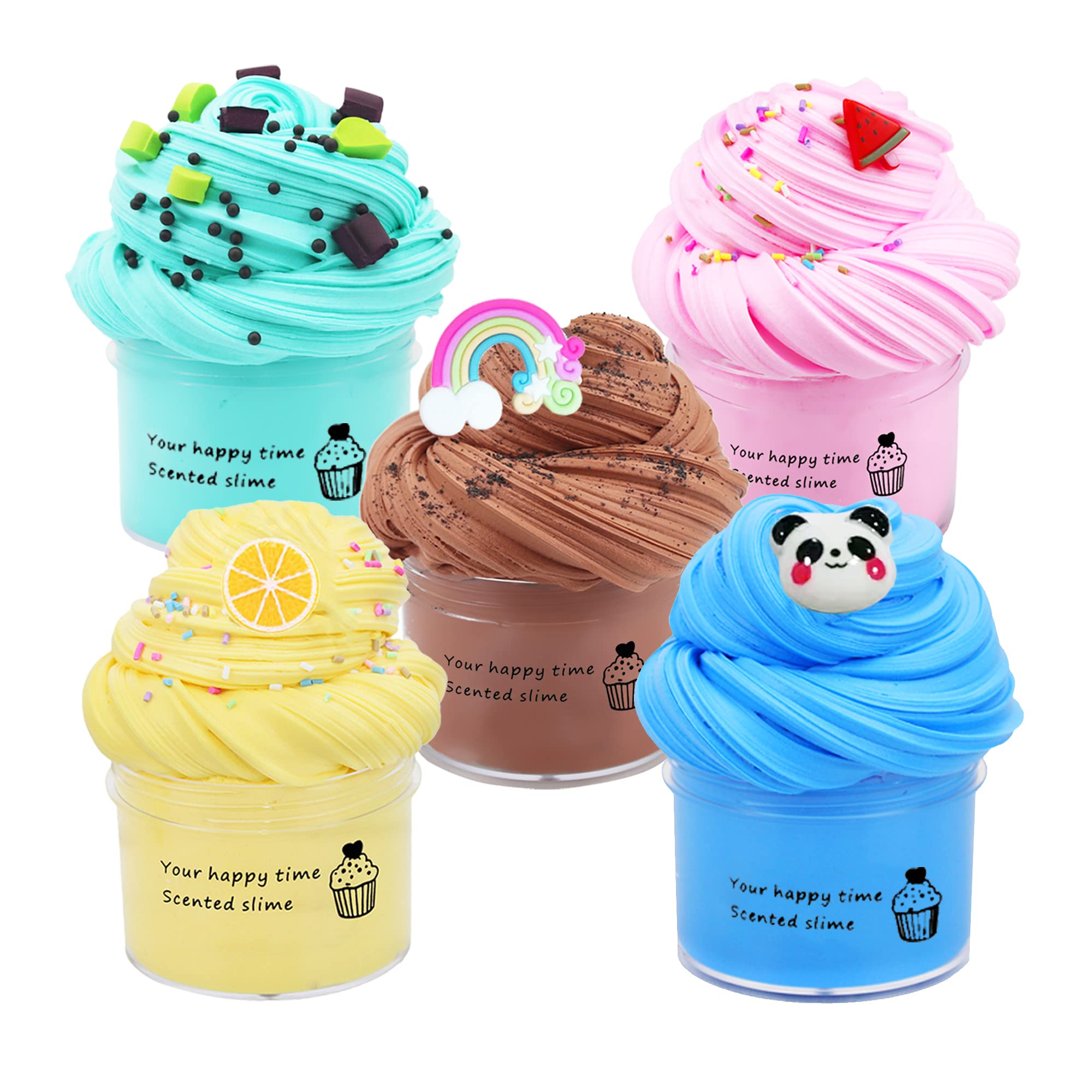 five 60ml butter slime containers in a 5 pack set