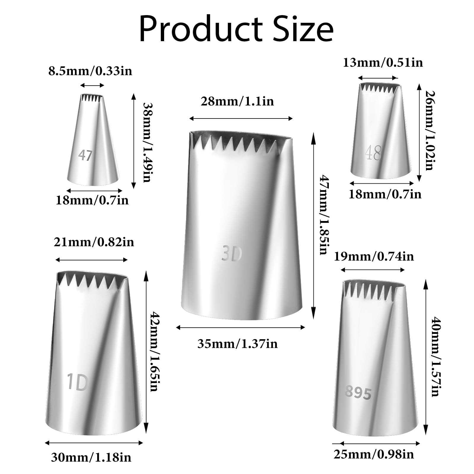 5 piece flower decorating nozzles stainless steel kit