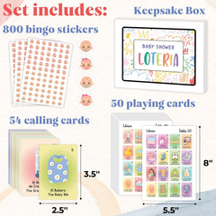 50 bilingual playing cards for baby shower loteria