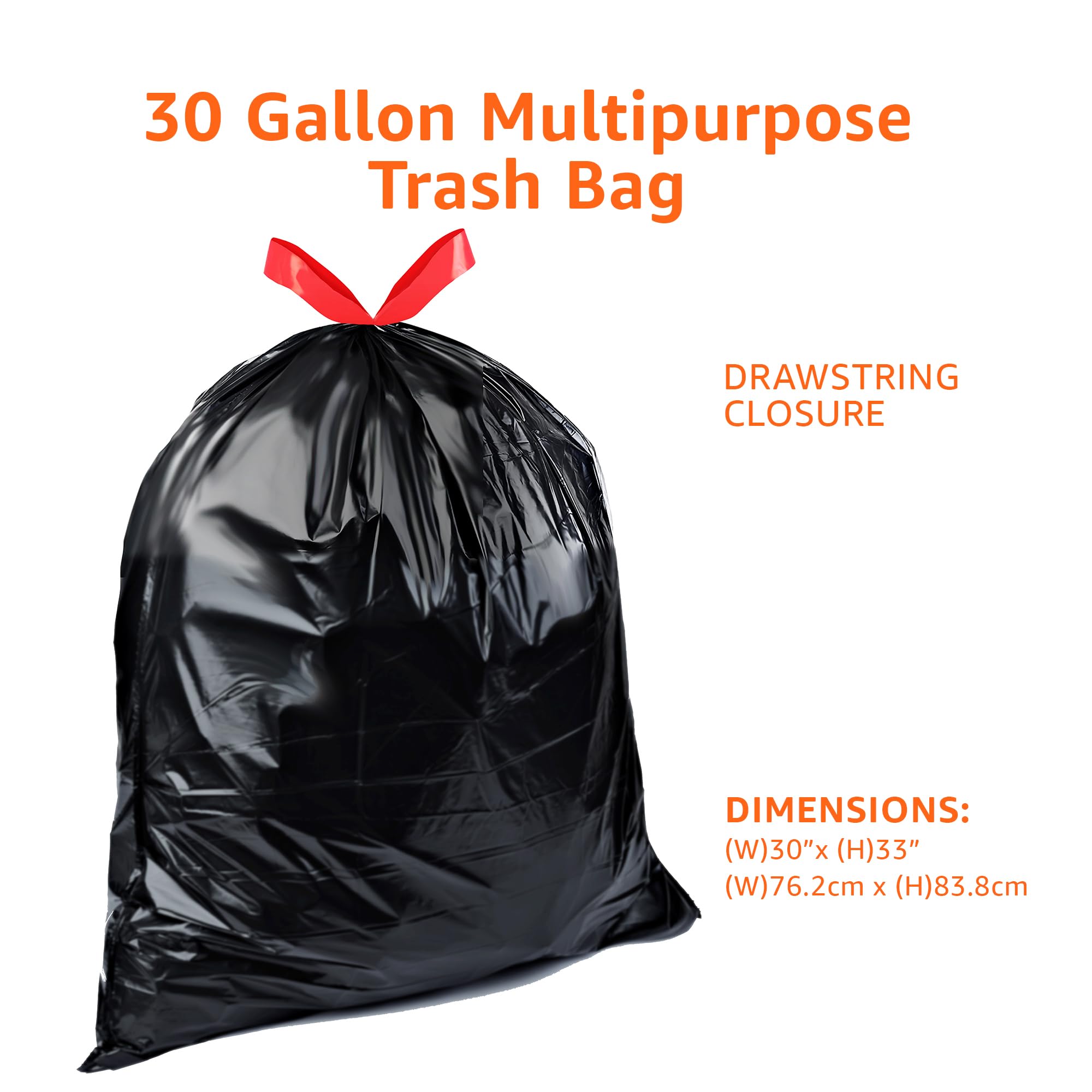 Bag dimensions 30in by 33in with 1.1 mil thickness