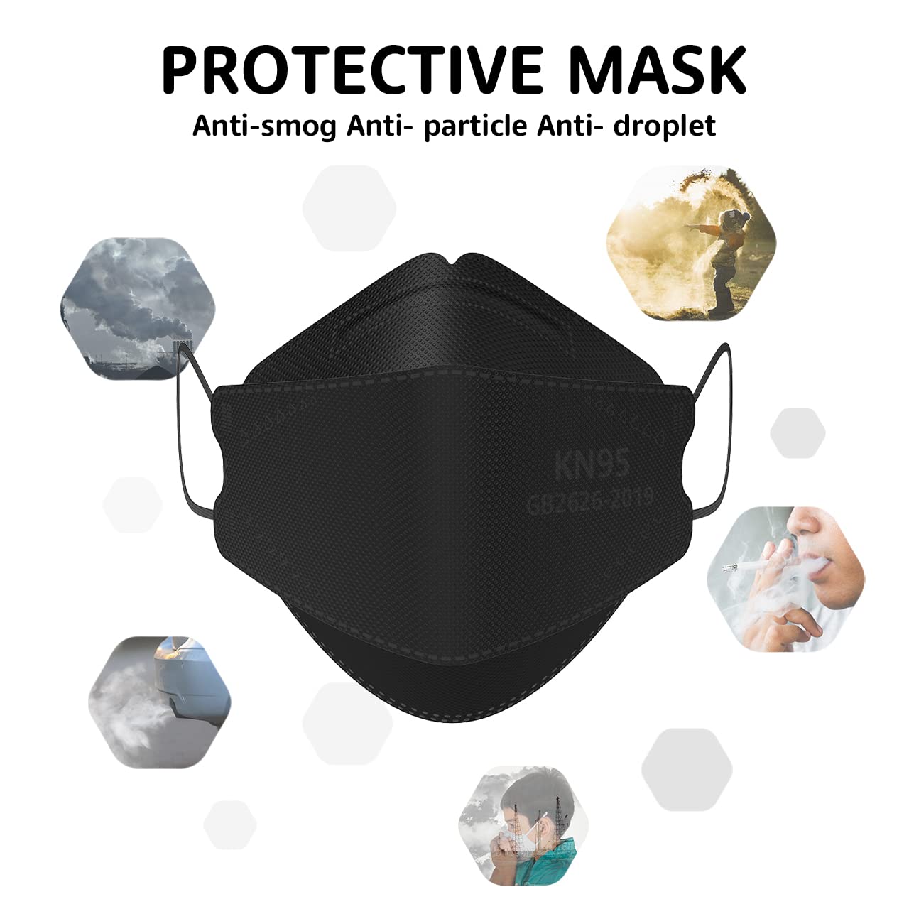 50-pack LEVENIS KN95 face masks black