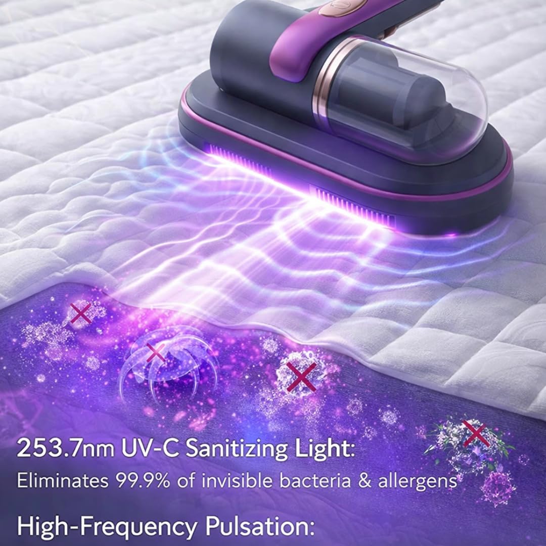 Wired mattress cleaner shown for extended use