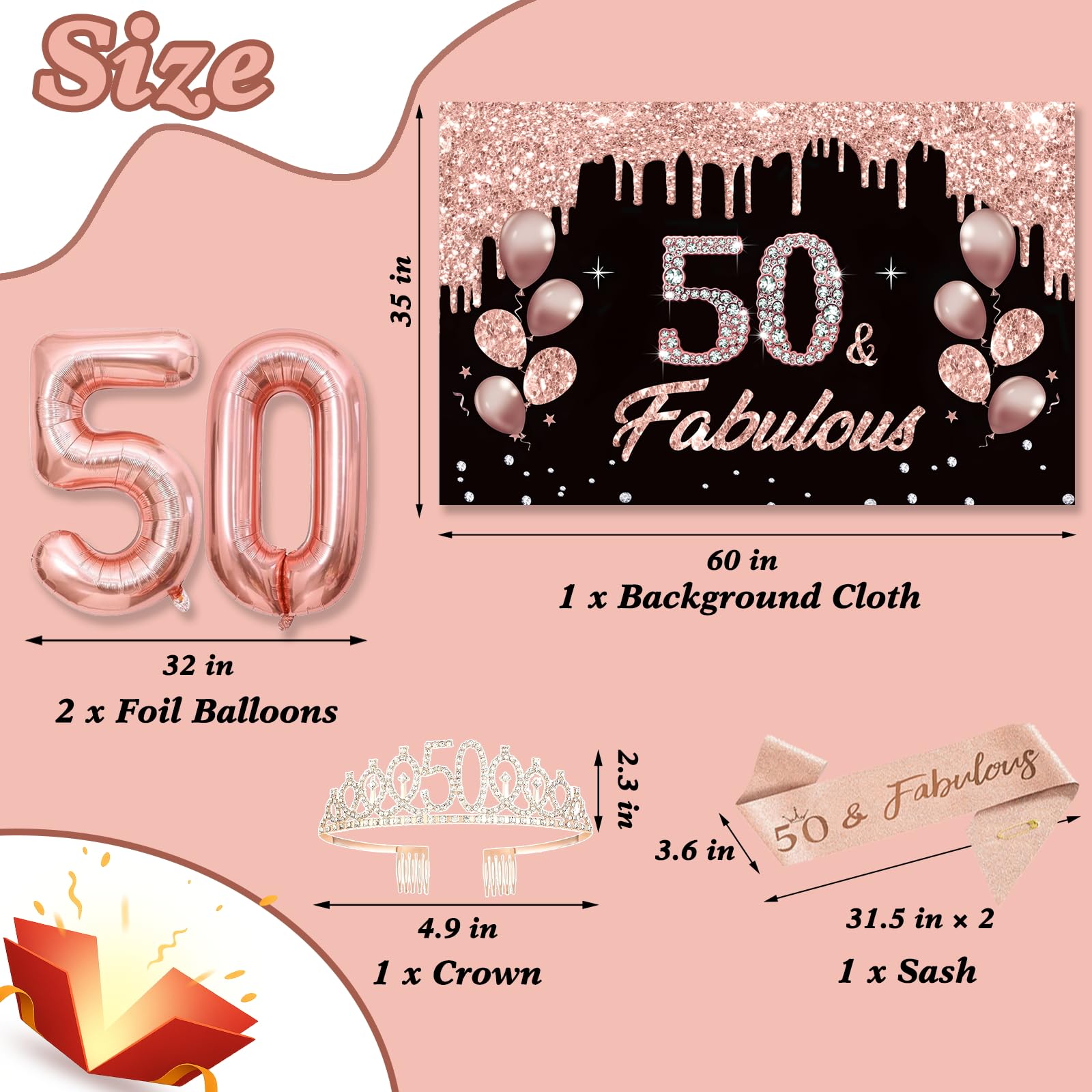 50th birthday banner and number 50 balloon display