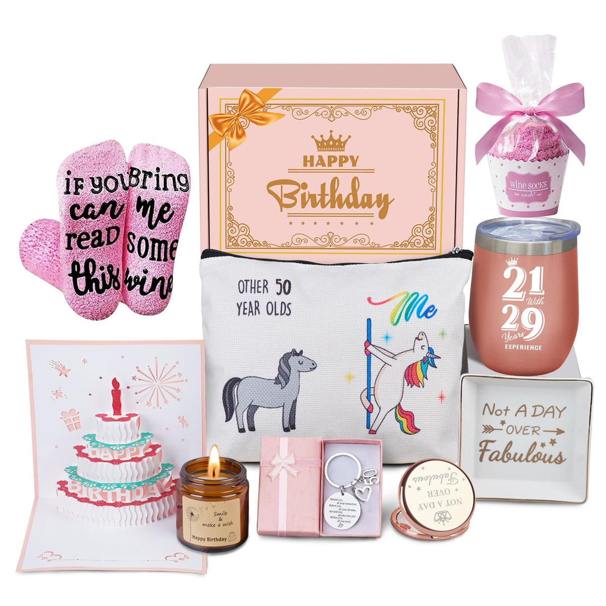 Gift box packaging for 50th birthday gifts for women