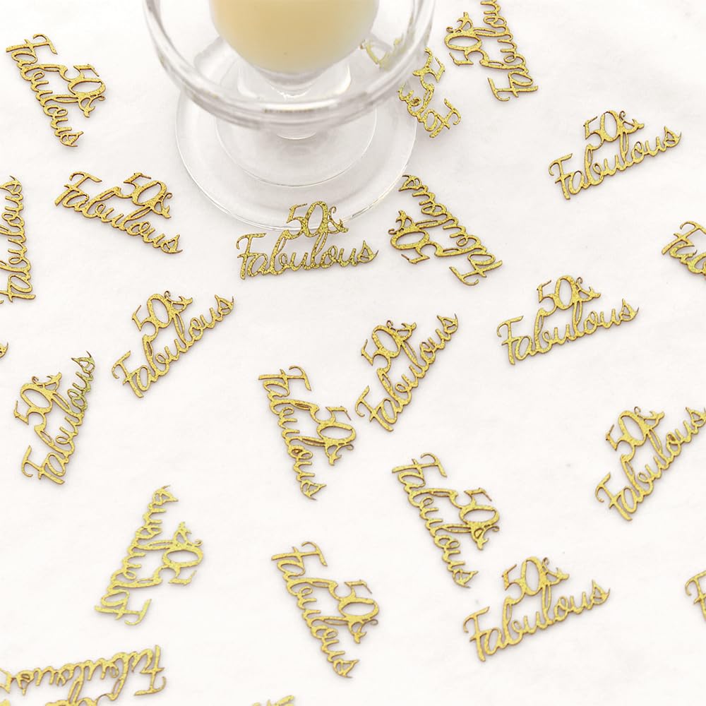 50th wedding anniversary confetti glitter on surface