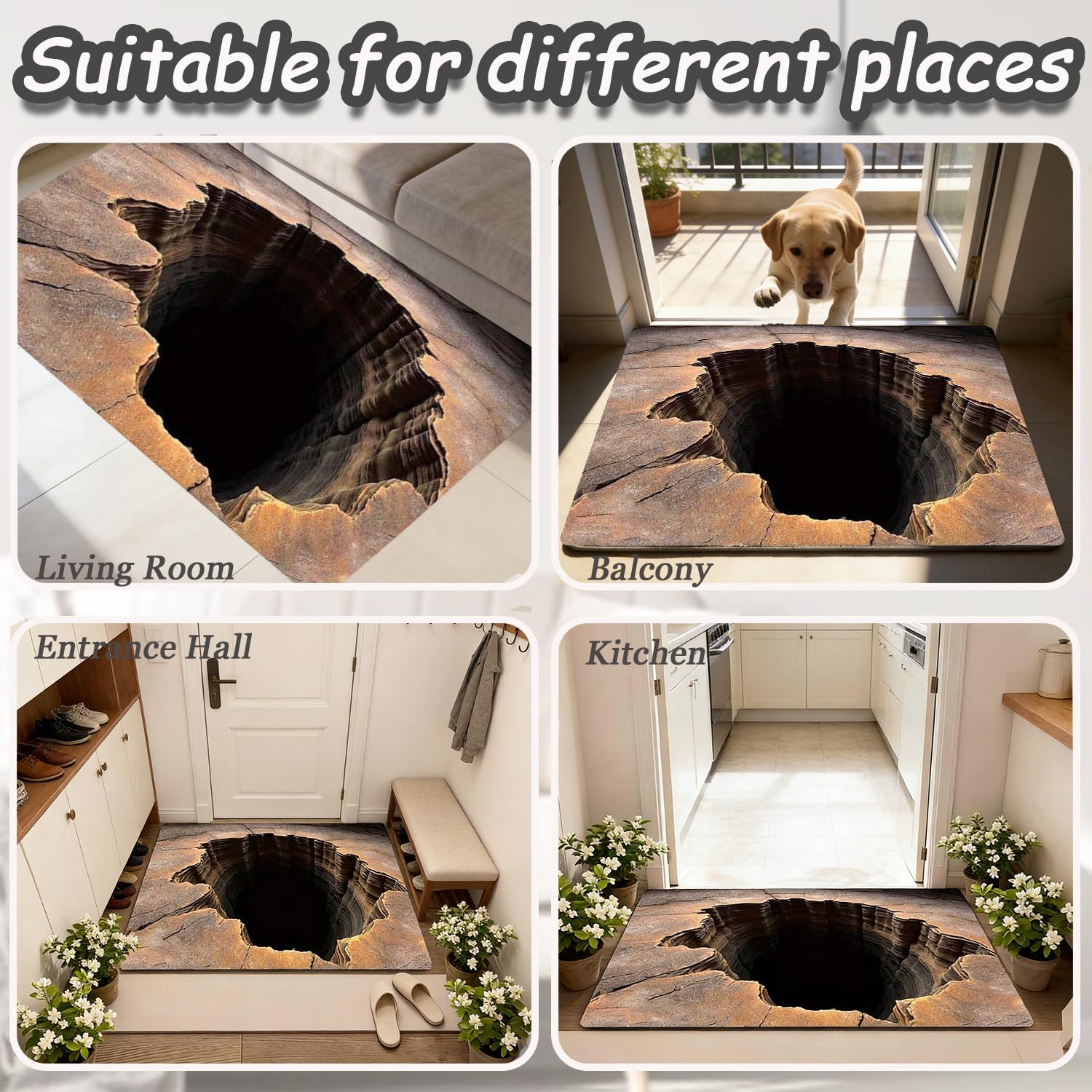 safe slip resistant backing on hole rug