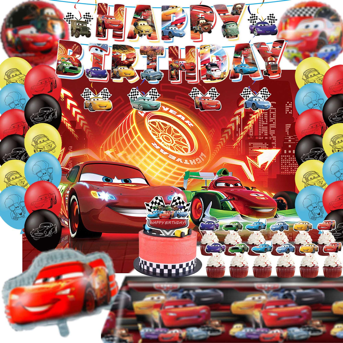 53 PCS party decorations with balloons and toppers