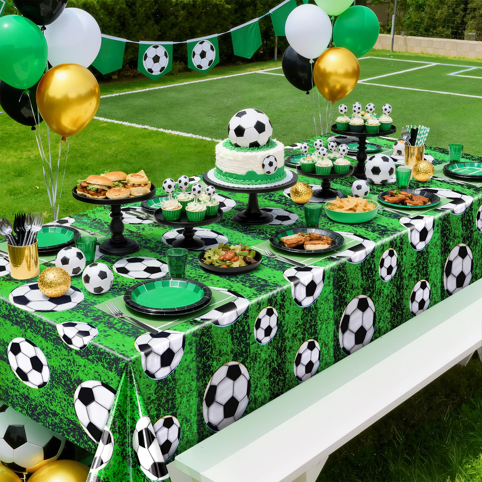 Can be trimmed to create table runners for soccer party