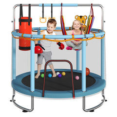 55 inch kids trampoline with safety net blue