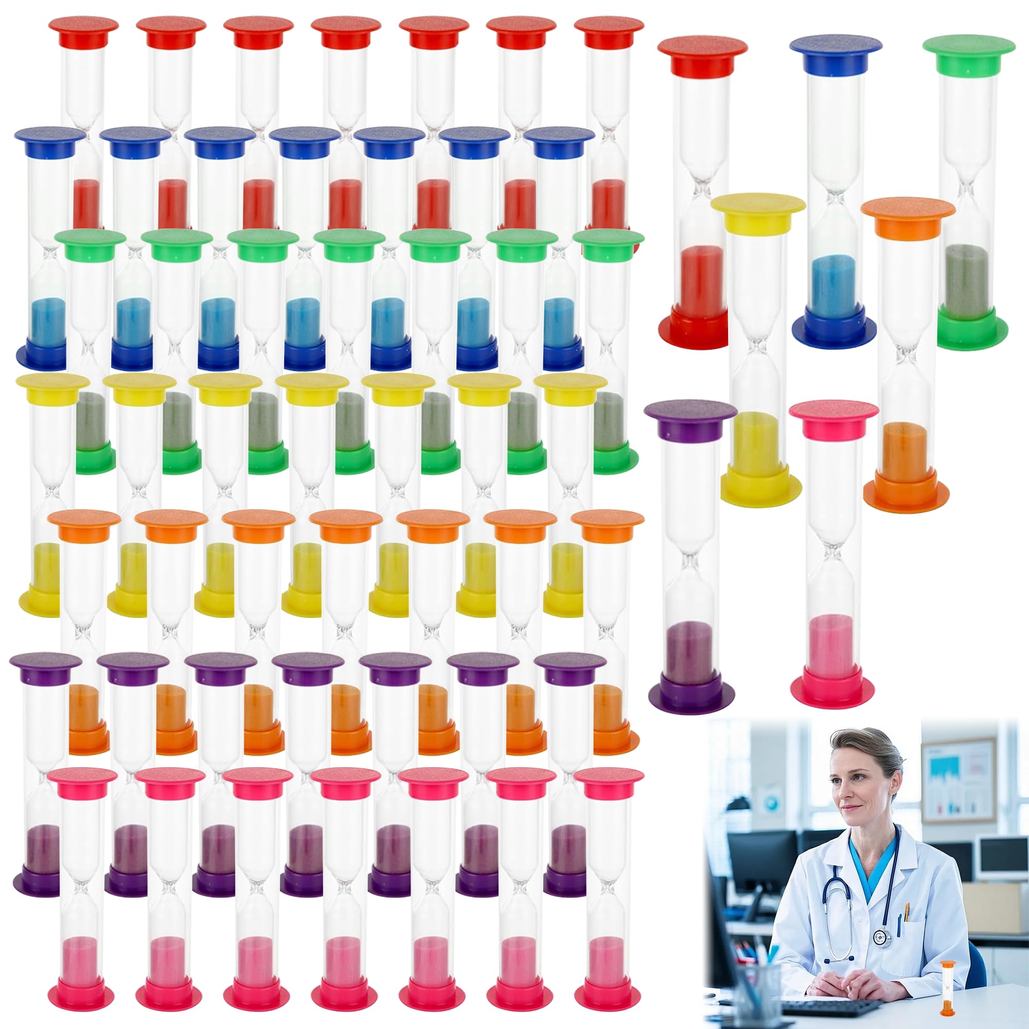 56 piece 2 minute sand timer bulk pack in colors