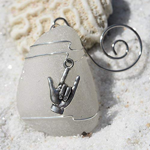 Sea glass ornament size approximately 56 mm x 33 mm x 9 mm