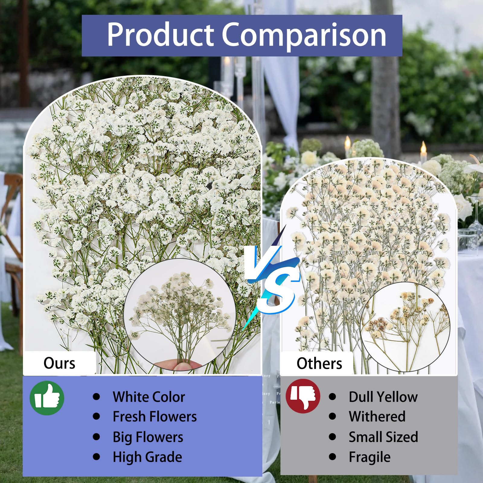 56Pcs babys breath dried flowers for cakes candles