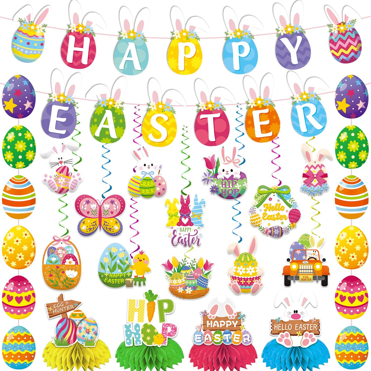 57pcs easter decorations banner set banner display