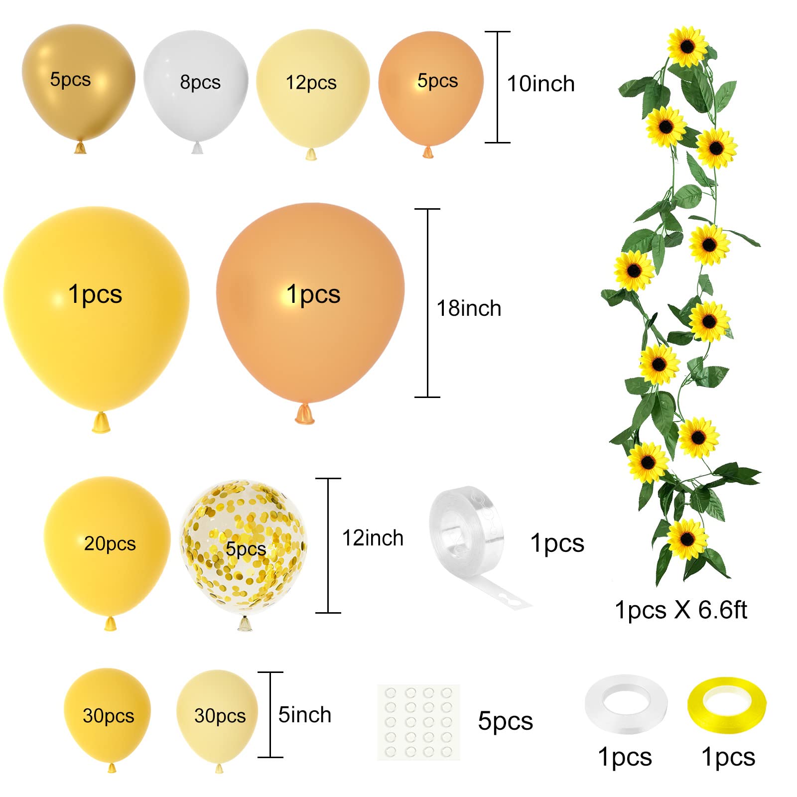 5 inch yellow balloons from Tuparka kit