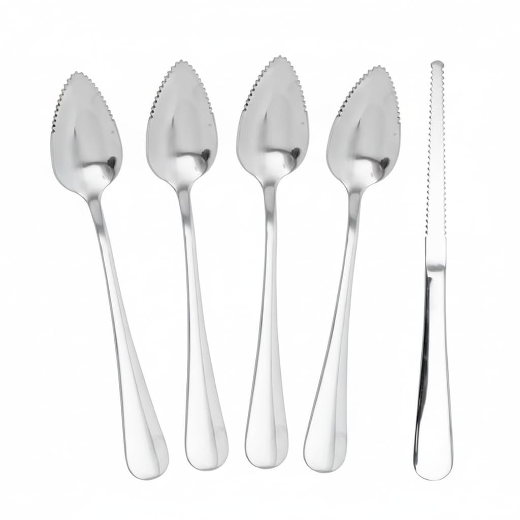 5Pcs stainless steel grapefruit spoons set with serrated edge