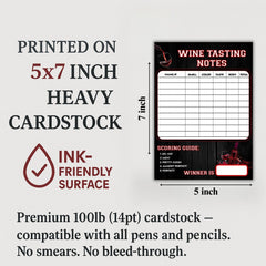 USA designed printed packaged wine scorecards