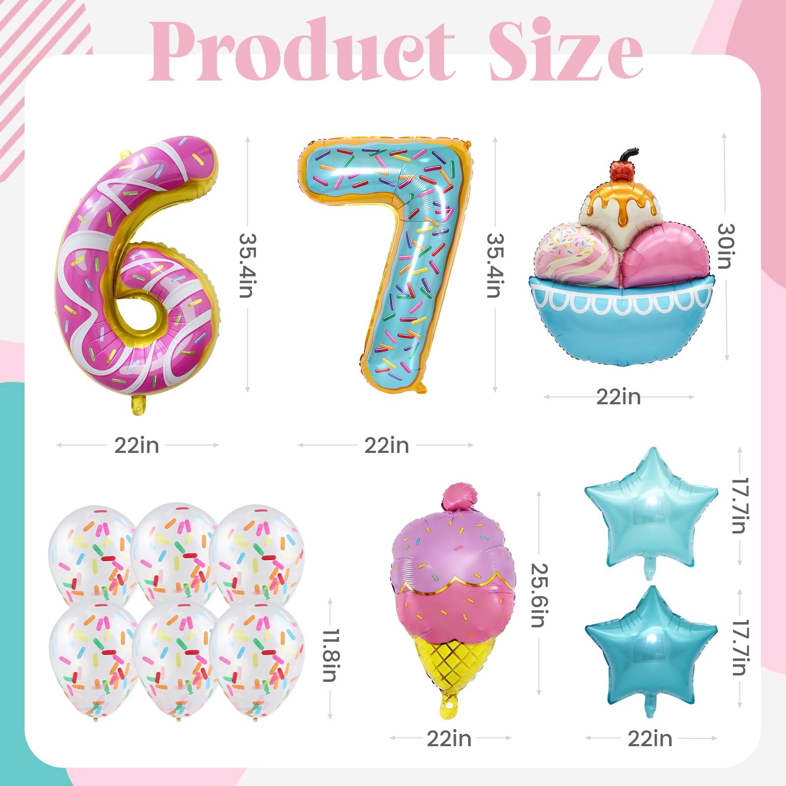 6-7 number balloons donut pattern dessert theme