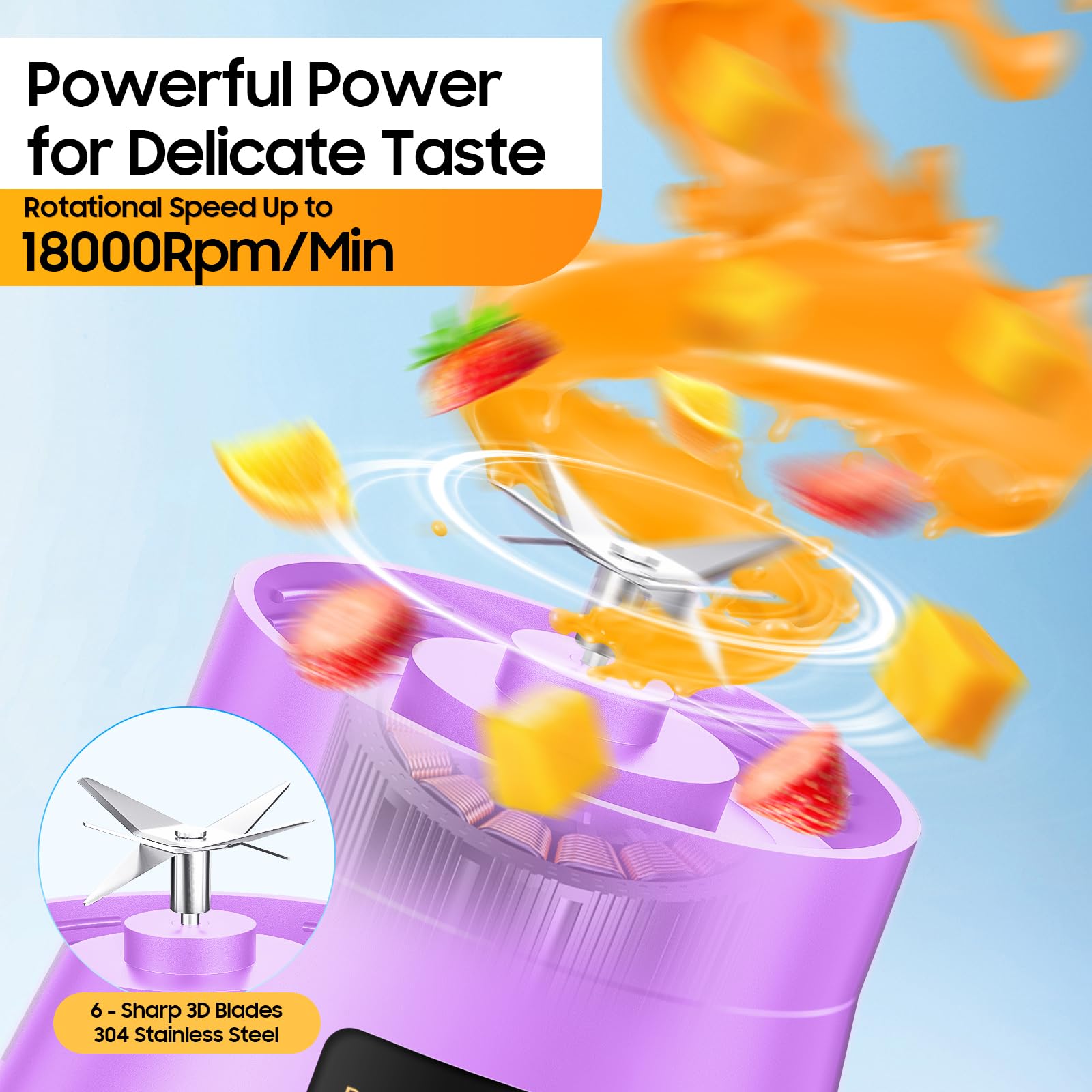 65 watt portable blender high-speed 18k rpm blades in action