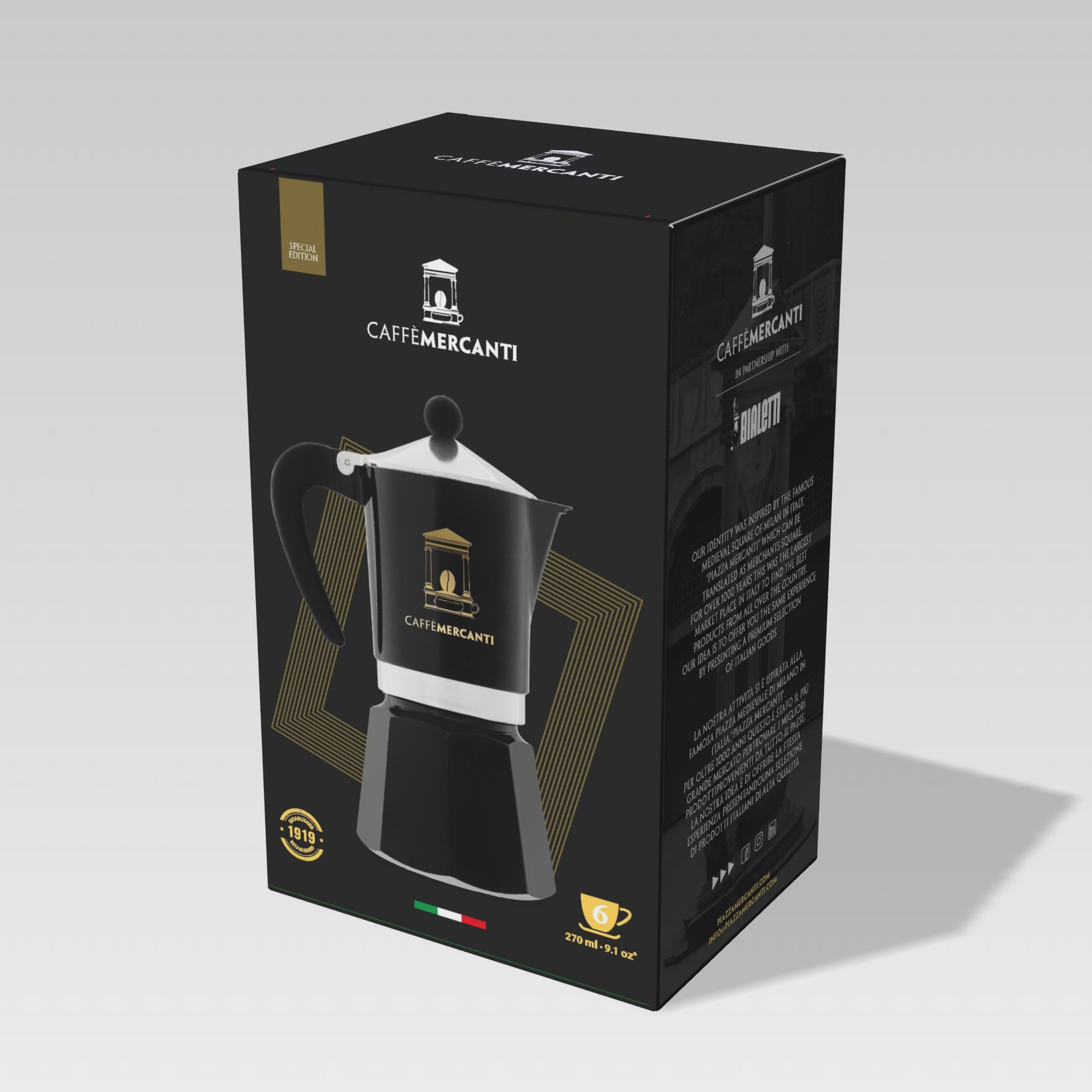Limited Edition Black Oro moka pot by Bialetti 6 cups