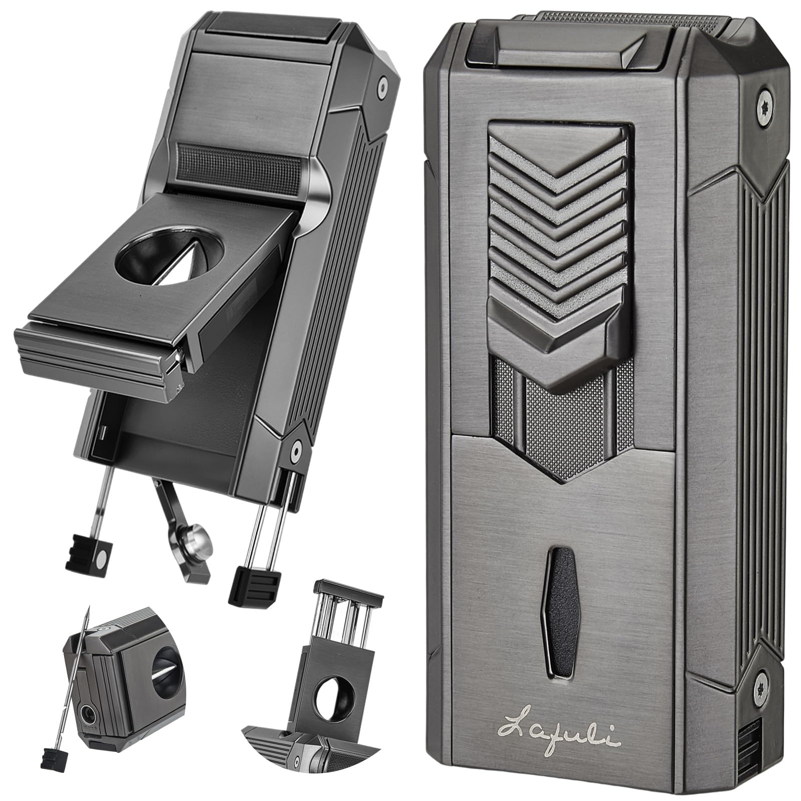 6-in-1 Torch Lighter with Twin Nubber in zinc alloy body