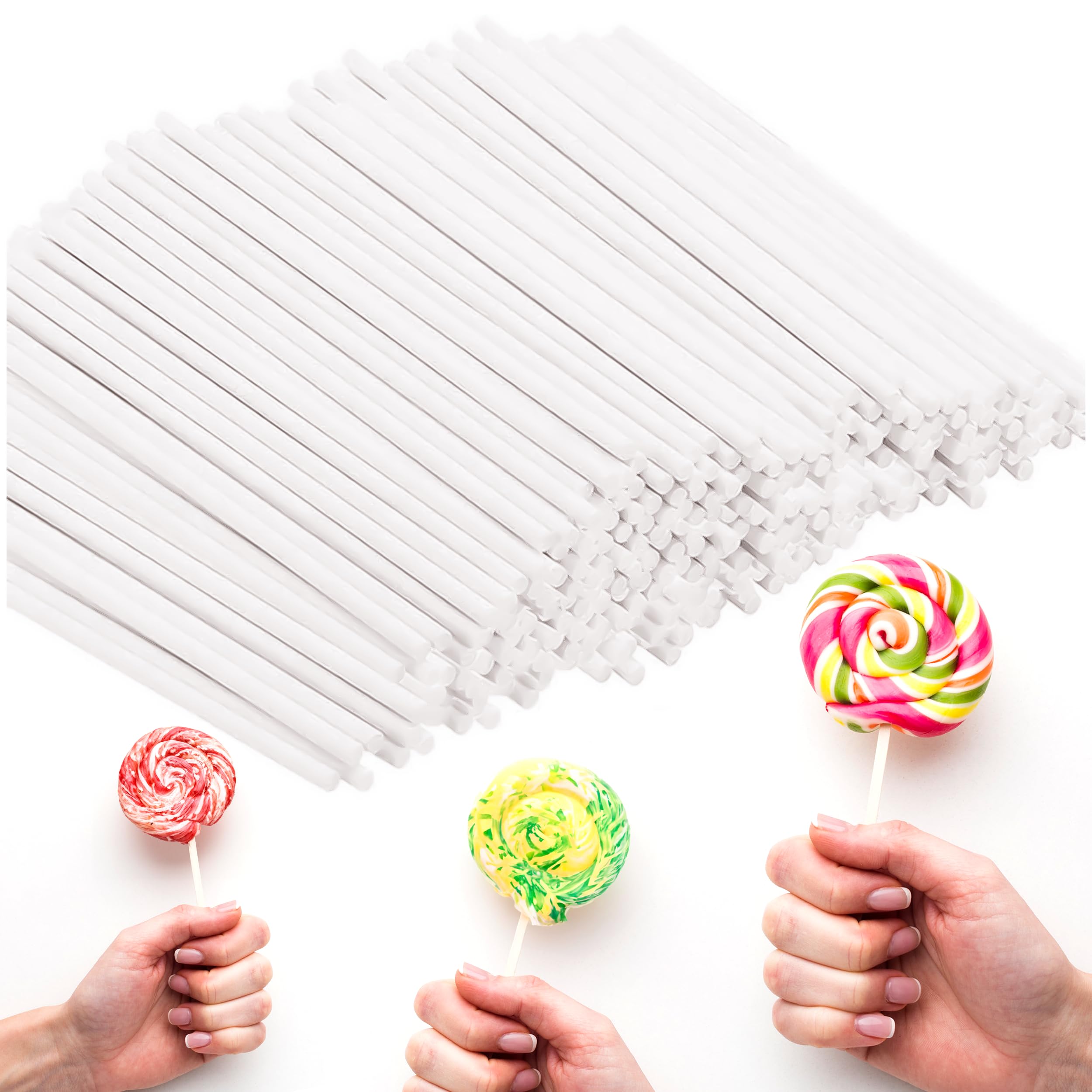 Six inch white paper cake pop sticks pack of 100 for lollipops