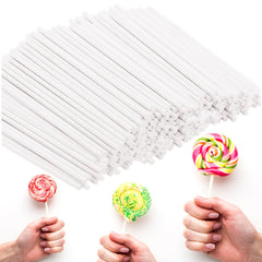 Six inch white paper cake pop sticks pack of 100 for lollipops