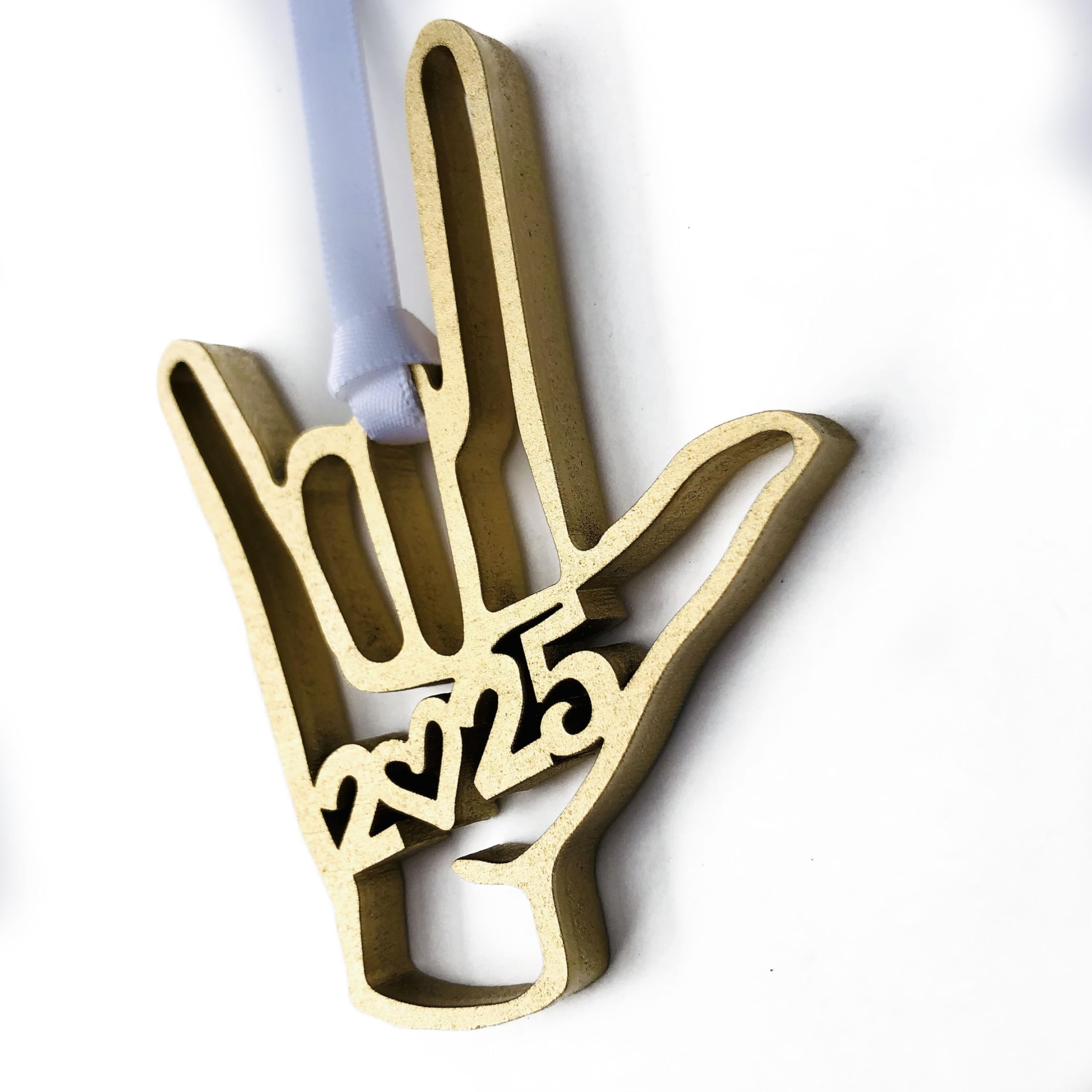 6 mm MDF ornament laser cut and painted with satin ribbon