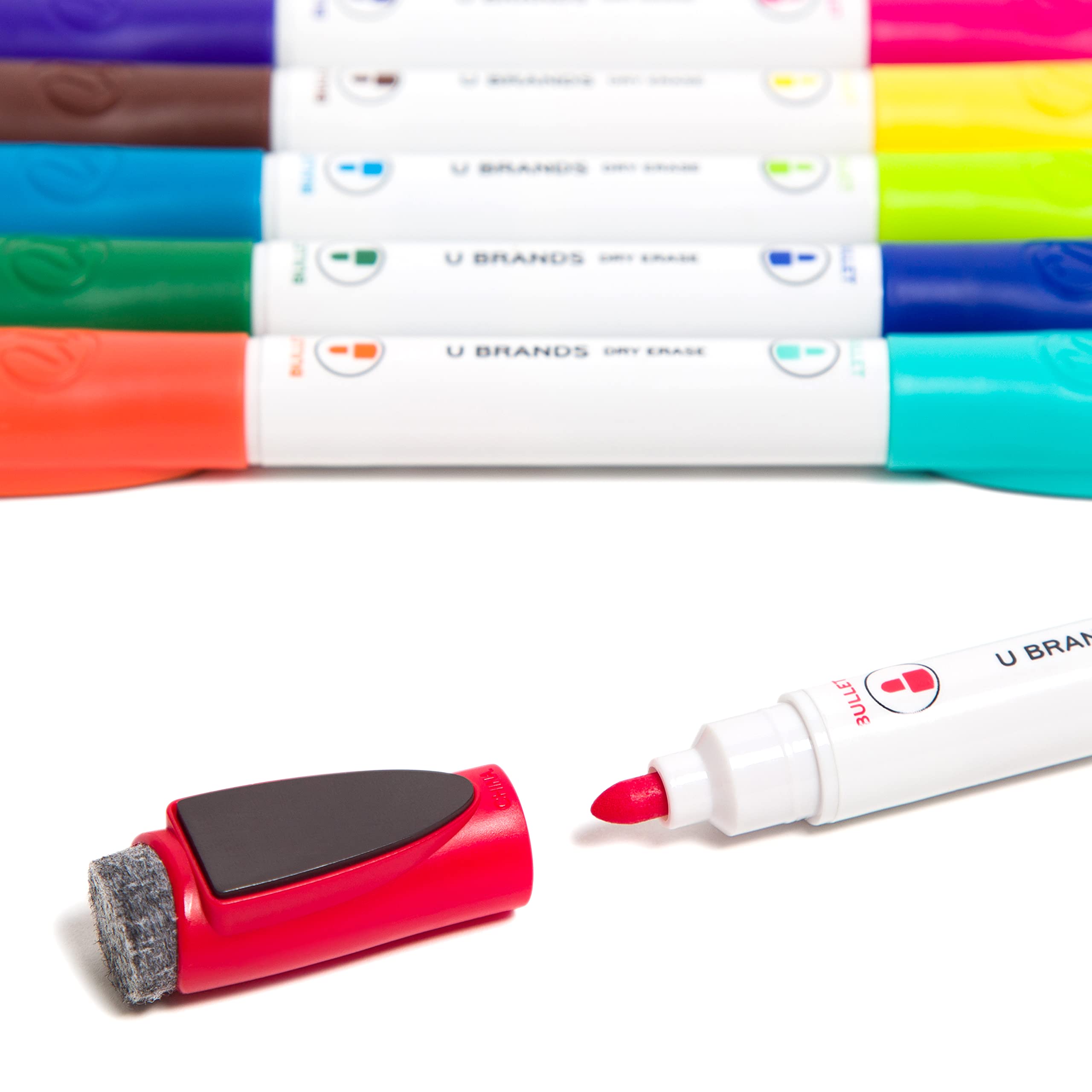 Six pack dry erase markers with eraser caps for office